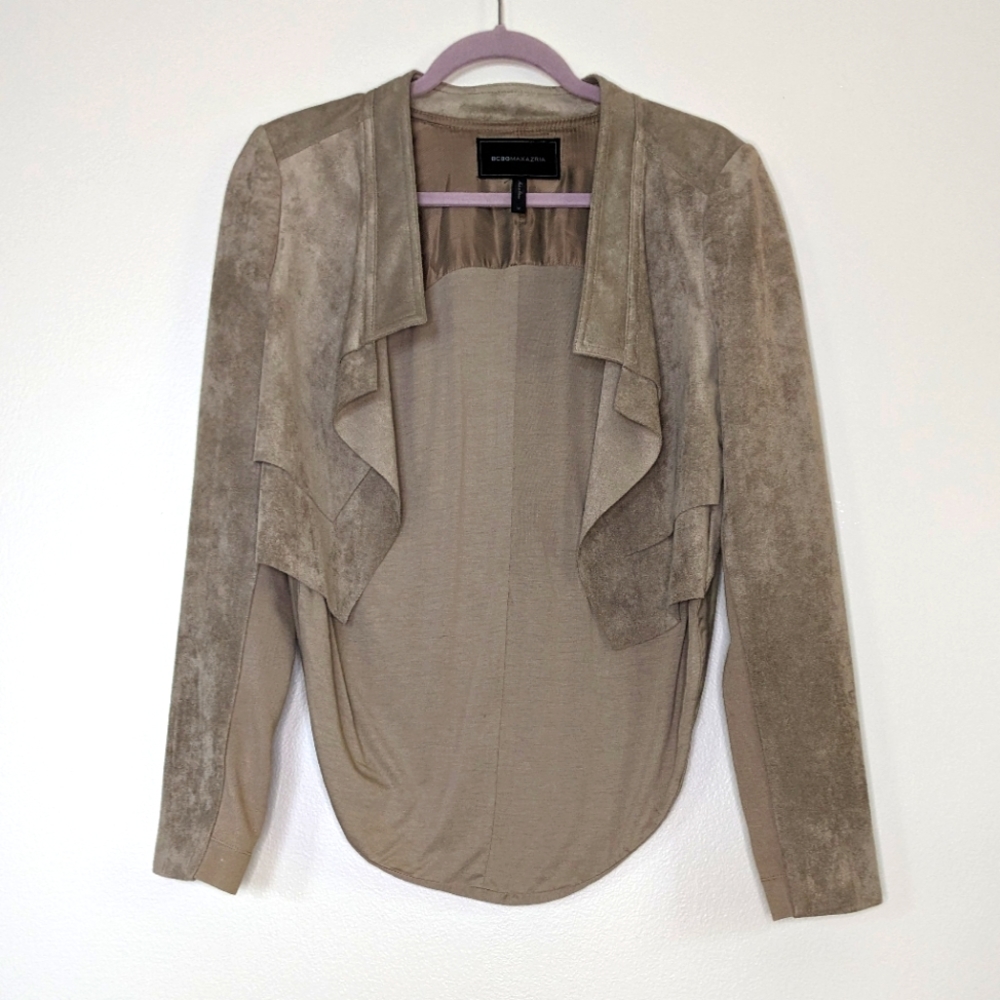 BCBGMaxAzria Blazer Jacket Tan Faux / Vegan Suede Size M